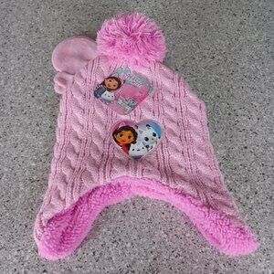 Gabby's Dollhouse Hat and Mittens Set Pink Knit Beanie